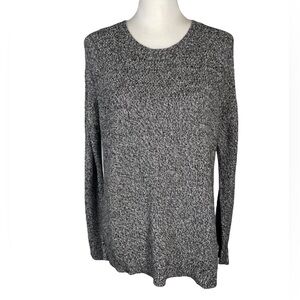Urban Knit Supply Black White Marled Crewneck Tight Knit Long Sleeve Sweater M
